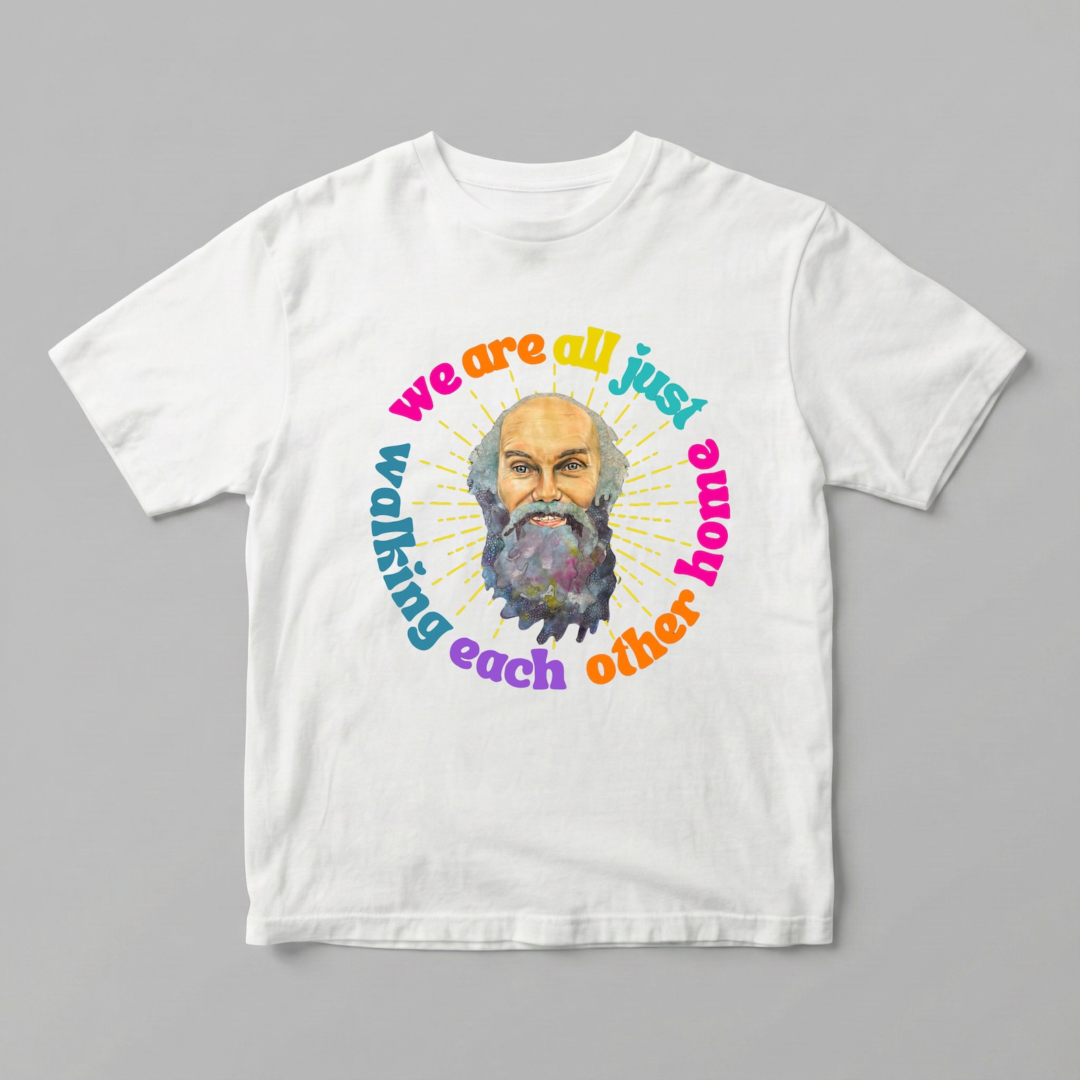 Ram Dass: Walking Each Other Home Tee - bílé