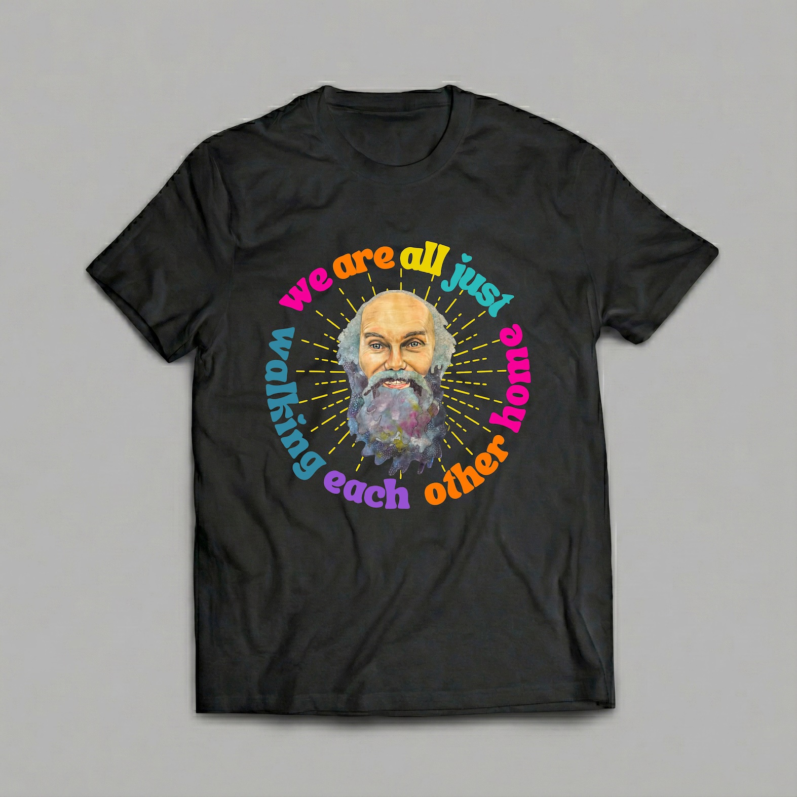 Ram Dass: Walking Each Other Home Tee - černé